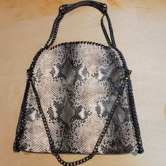 Steve Madden Faux Python Bag with Chain Handles and Shoulder Strap - Picture 7 of 14
